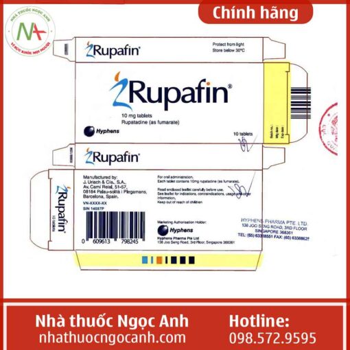 Nhãn thuốc Rupafin 10mg Hyphens