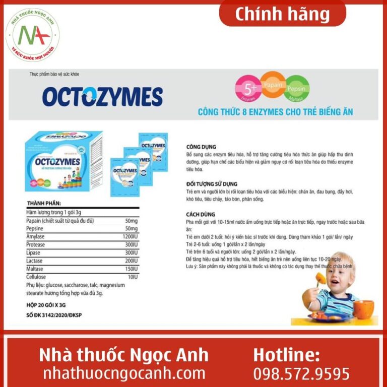 Octozymes Thuốc men tiêu hóa Octozymes có tốt không, giá bao nhiêu, mua ở đâu