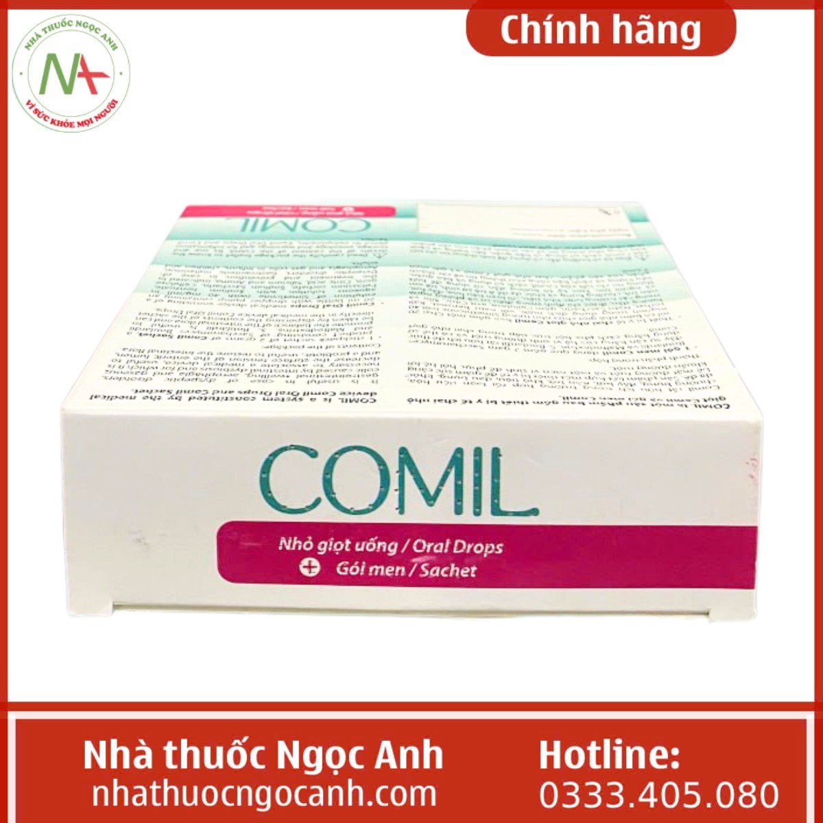 Mặt trên hộp thuốc Comil