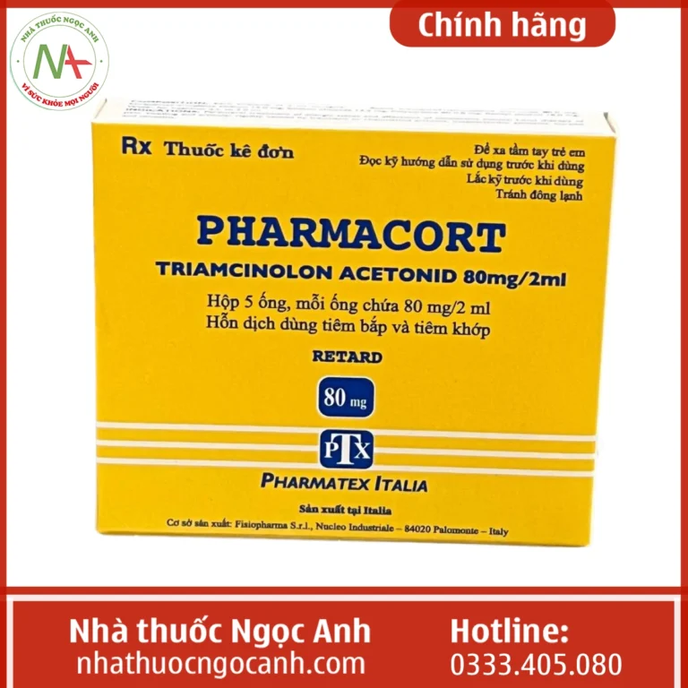 Hộp thuốc Pharmacort 80mg/2ml
