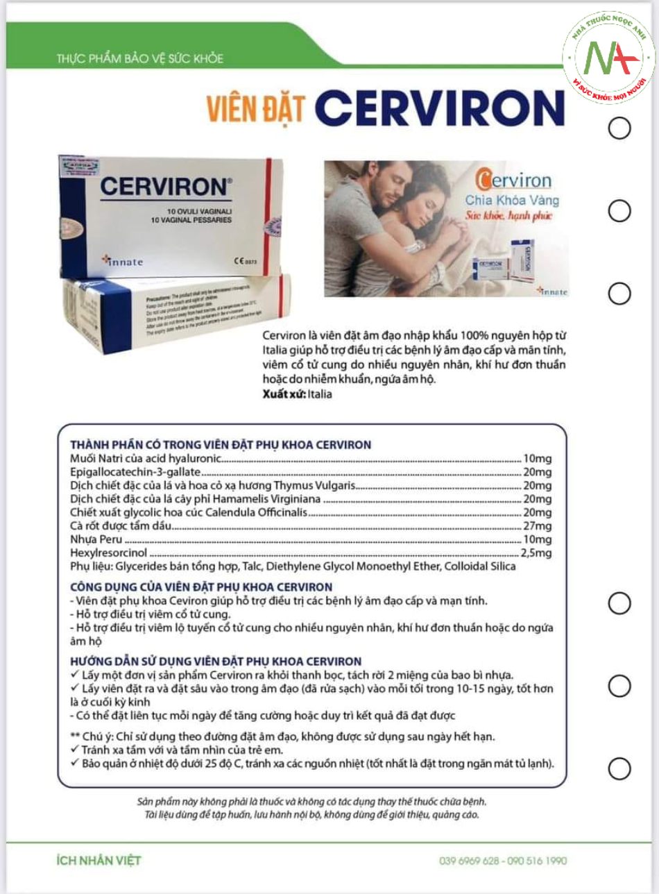 Tờ hướng dẫn sử dụng cerviron