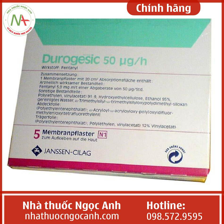 Durogesic 50 mcg/h - Thuốc biệt dược, công dụng , cách dùng - VN-10315-10