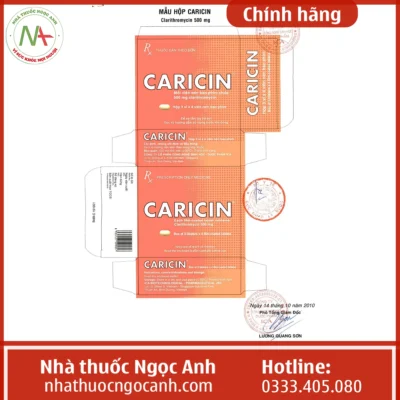 Nhãn thuốc Caricin 500mg