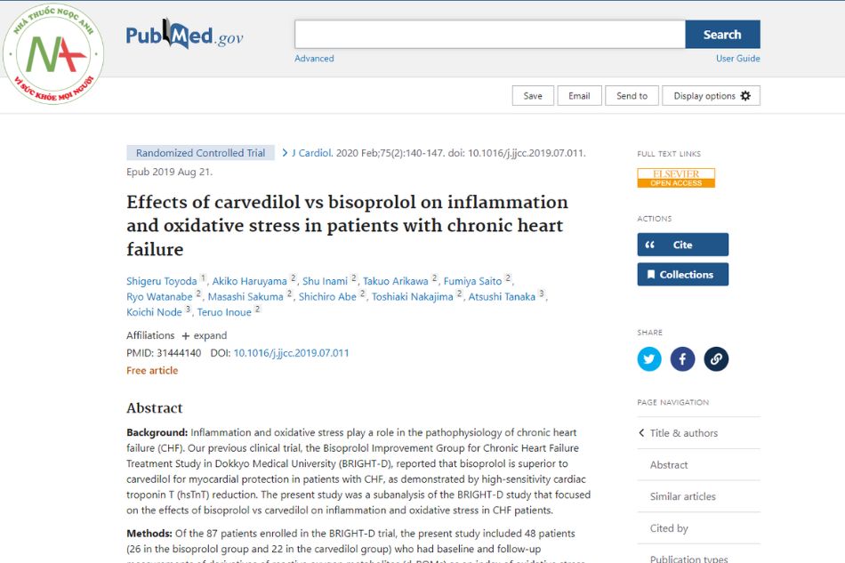 Effects of carvedilol vs bisoprolol on inflammation and oxidative stress in patients with chronic heart failure