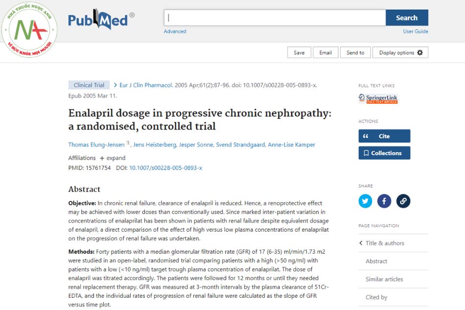 Enalapril dosage in progressive chronic nephropathy: a randomised, controlled trial