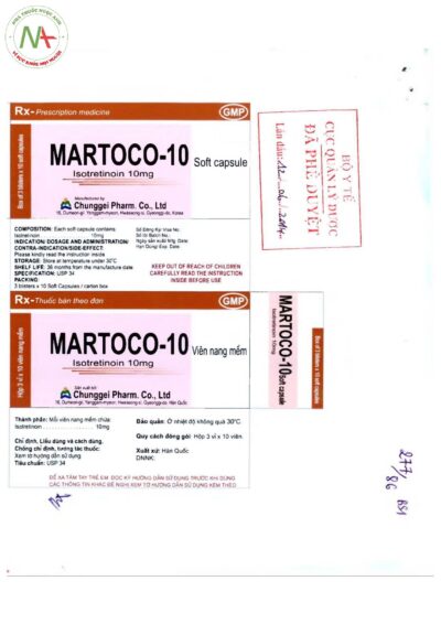 Tờ hướng dẫn sử dụng thuốc Martoco 10mg