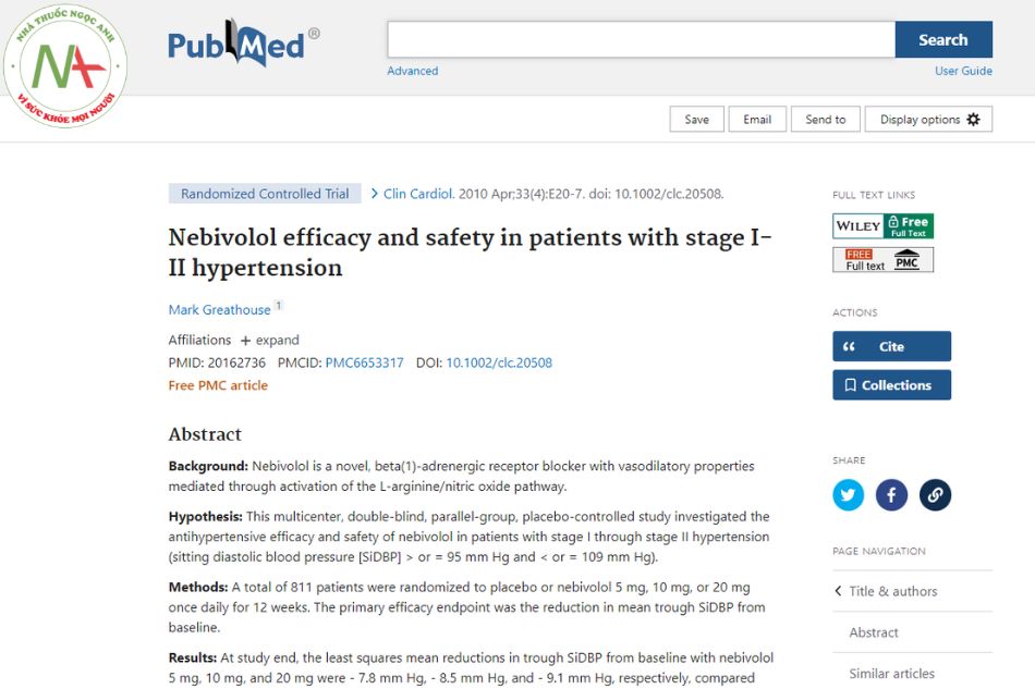 Nebivolol efficacy and safety in patients with stage I‐II hypertension