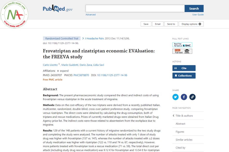 Frovatriptan and rizatriptan economic EVAluation: the FREEVA study