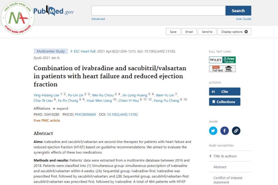 Combination of ivabradine and sacubitril/valsartan in patients with heart failure and reduced ejection fraction