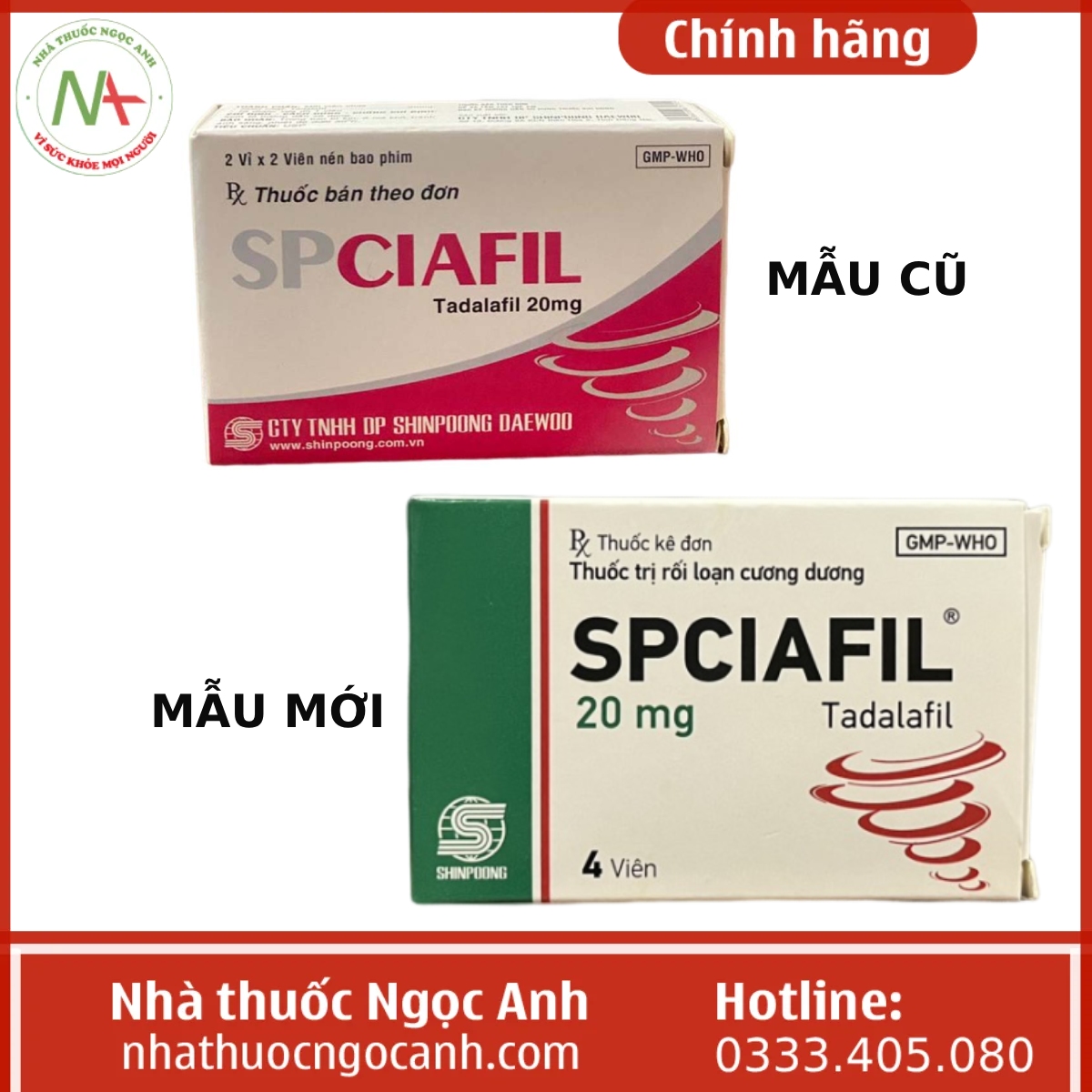 Hộp thuốc Spciafil mẫu cũ và mới