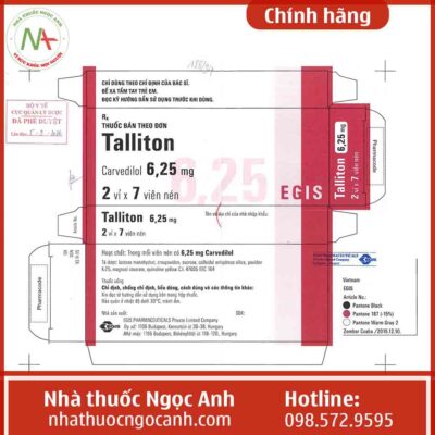 Nhãn thuốc Talliton 6.25mg