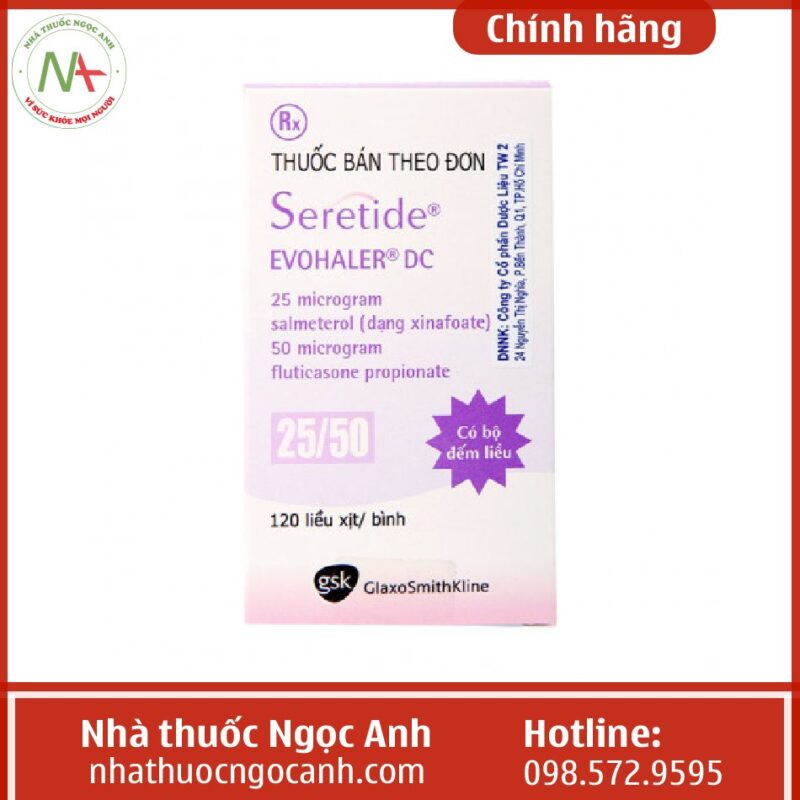 Thuốc Seretide Evohaler DC 25/50 có giá bao nhiêu, mua ở đâu?