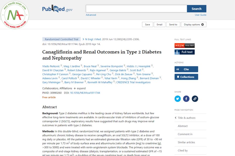 Canagliflozin and Renal Outcomes in Type 2 Diabetes and Nephropathy