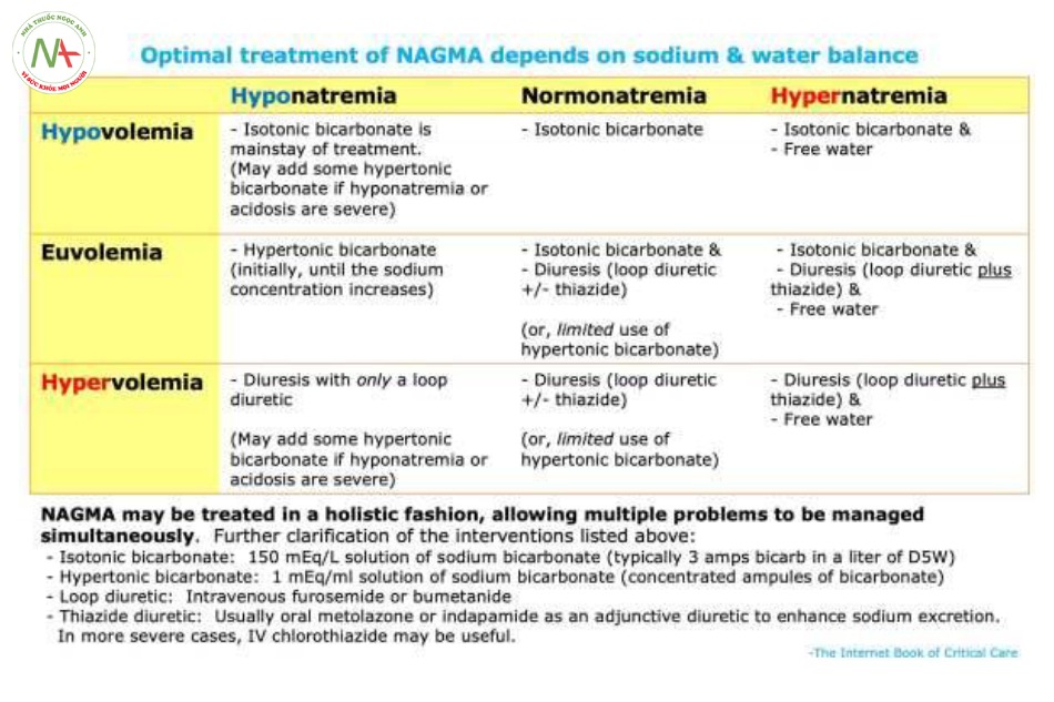  Bảng, Tổng quan điều trị NAGMA – Tối ưu hóa trị liệu NAGMA tùy vào cân bằng muối nước.