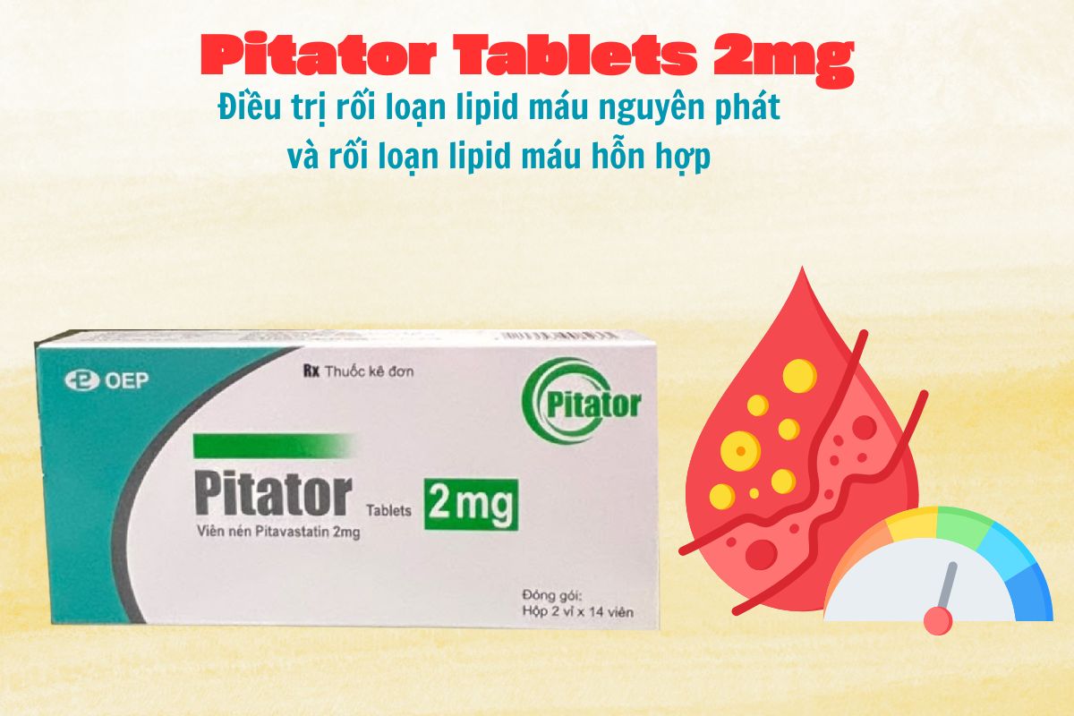 Pitator Tablets 2mg 3 Pitator Tablets 2mg Điều trị rối loạn lipid máu nguyên phát và rối loạn lipid máu hỗn hợp