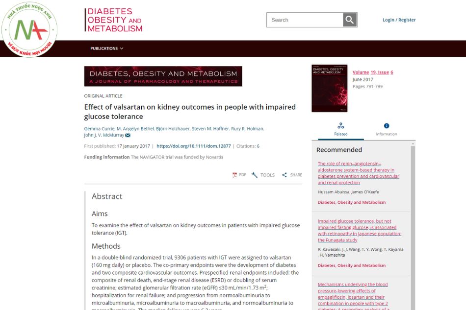 Effect of valsartan on kidney outcomes in people with impaired glucose tolerance