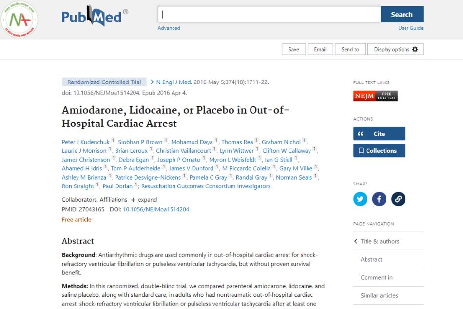 Amiodarone, lidocaine, or placebo in out-of-hospital cardiac arrest