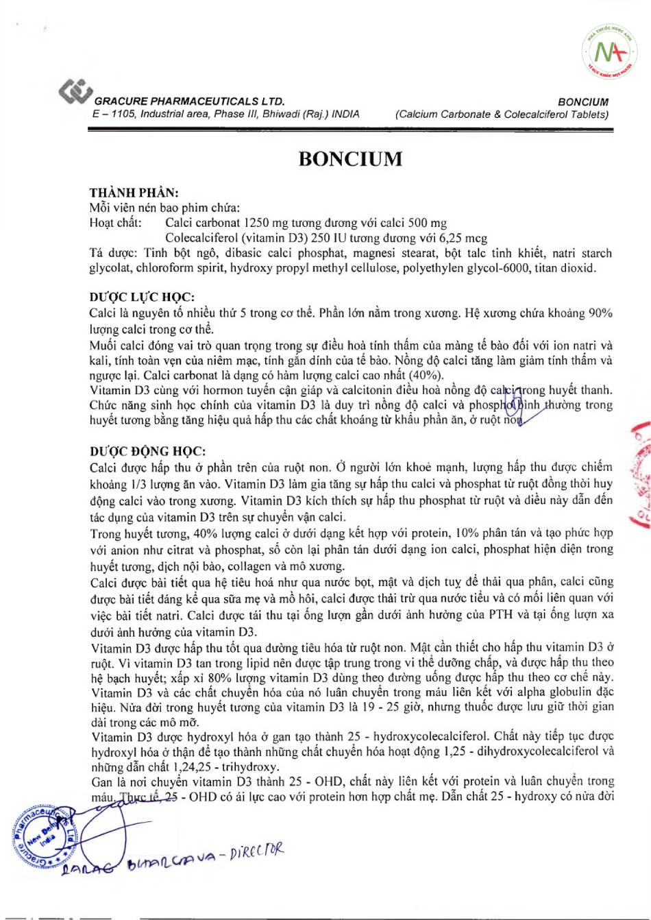 Hướng dẫn sử dụng thuốc Boncium