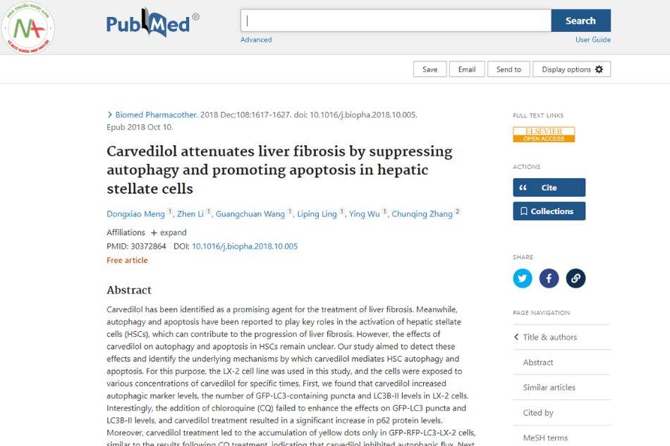 Carvedilol attenuates liver fibrosis by suppressing autophagy and promoting apoptosis in hepatic stellate cells