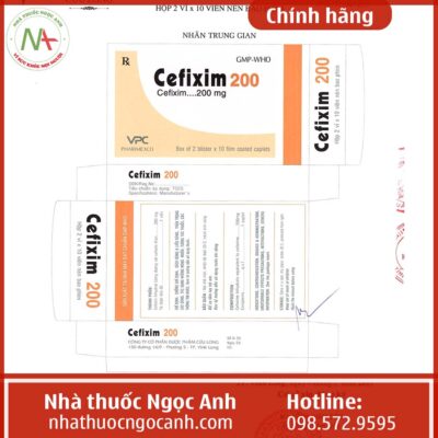 Nhãn thuốc Cefixim 200 VPC