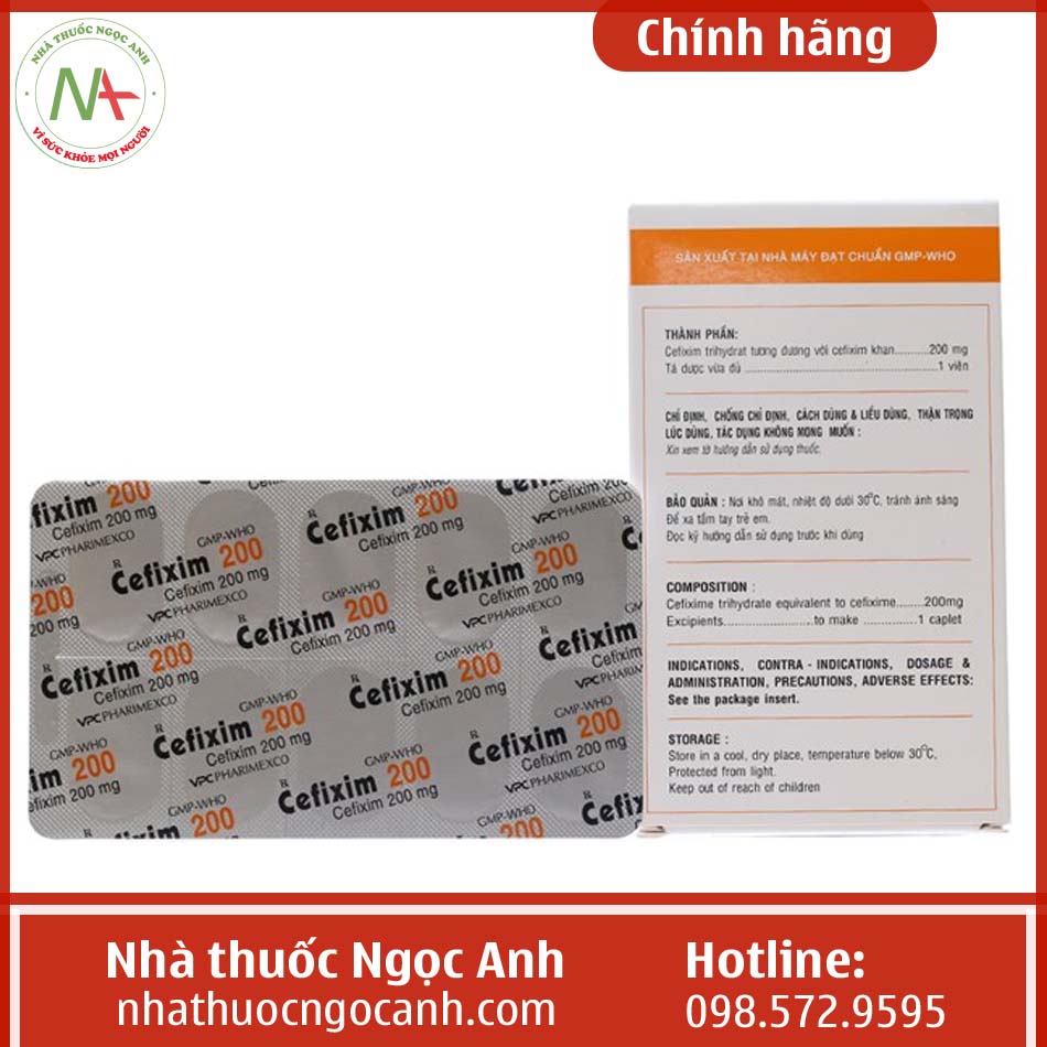 Hộp thuốc Cefixim 200 VPC