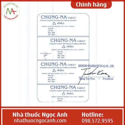 Nhãn thuốc Chung-Na Tablet