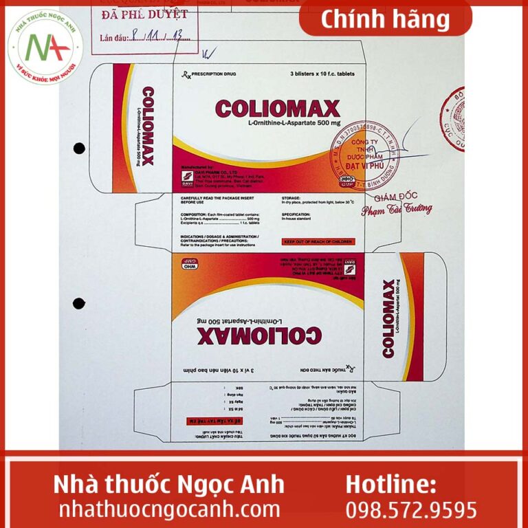 Thuốc Coliomax 500 mg là thuốc gì, có tác dụng gì, giá bao nhiêu, mua ở ...