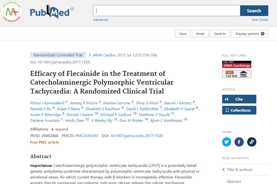 Efficacy of flecainide in the treatment of catecholaminergic polymorphic ventricular tachycardia: a randomized clinical trial