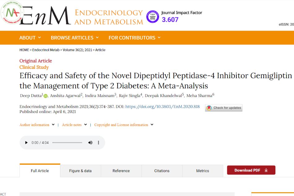 Efficacy and Safety of the Novel Dipeptidyl Peptidase-4 Inhibitor Gemigliptin in the Management of Type 2 Diabetes: A Meta-Analysis