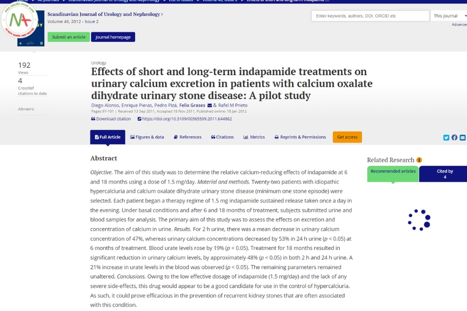 Effects of short and long-term indapamide treatments on urinary calcium excretion in patients with calcium oxalate dihydrate urinary stone disease: a pilot study