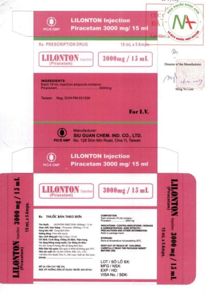 Nhãn Lilonton injection 3000mg/15ml