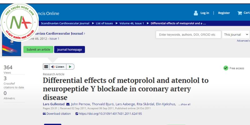 Differential effects of metoprolol and atenolol to neuropeptide Y blockade in coronary artery disease
