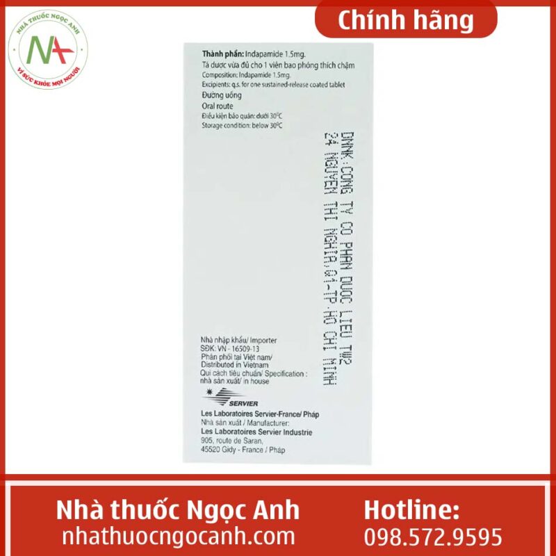 Thuốc Natrilix SR 1.5mg là thuốc gì, giá bao nhiêu, mua ở đâu?