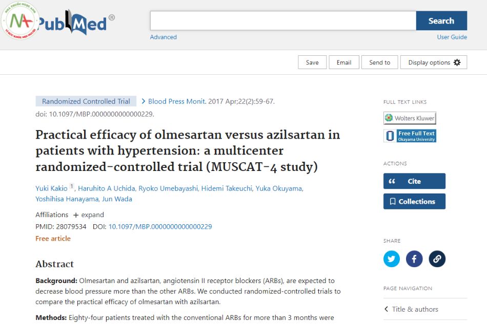 Practical efficacy of olmesartan versus azilsartan in patients with hypertension: a multicenter randomized-controlled trial (MUSCAT-4 study)