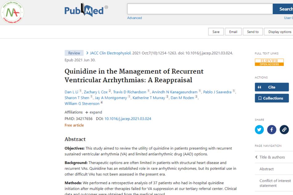 Quinidine in the management of recurrent ventricular arrhythmias: a reappraisal