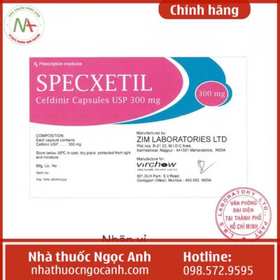 Nhãn thuốc Specxetil 300mg