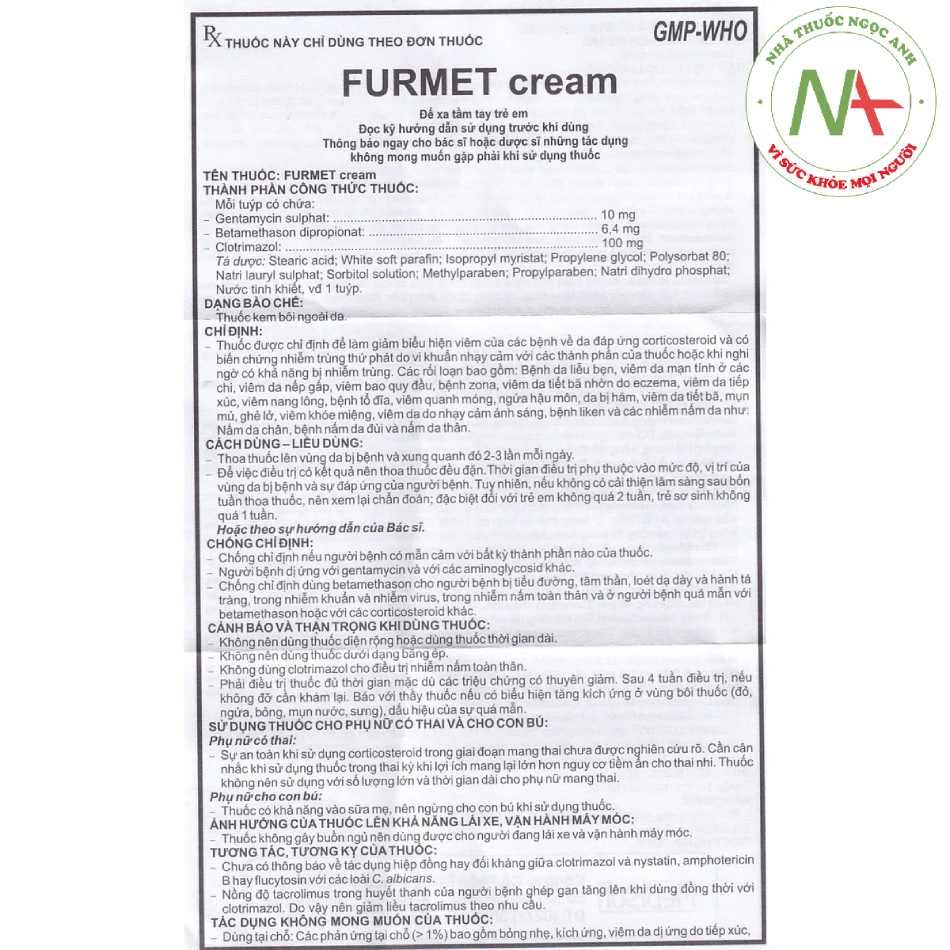 Thuốc Furmet Cream