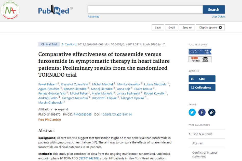 Comparative effectiveness of torasemide versus furosemide in symptomatic therapy in heart failure patients: Preliminary results from the randomized TORNADO trial