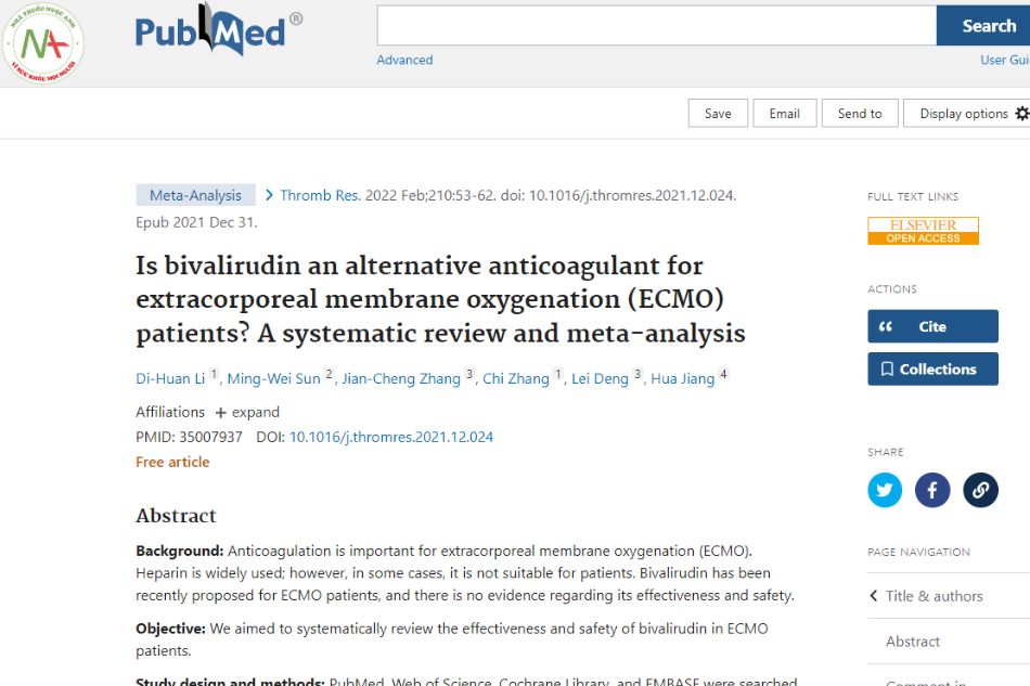 Is bivalirudin an alternative anticoagulant for patients receiving systemic oxygen (ECMO)?