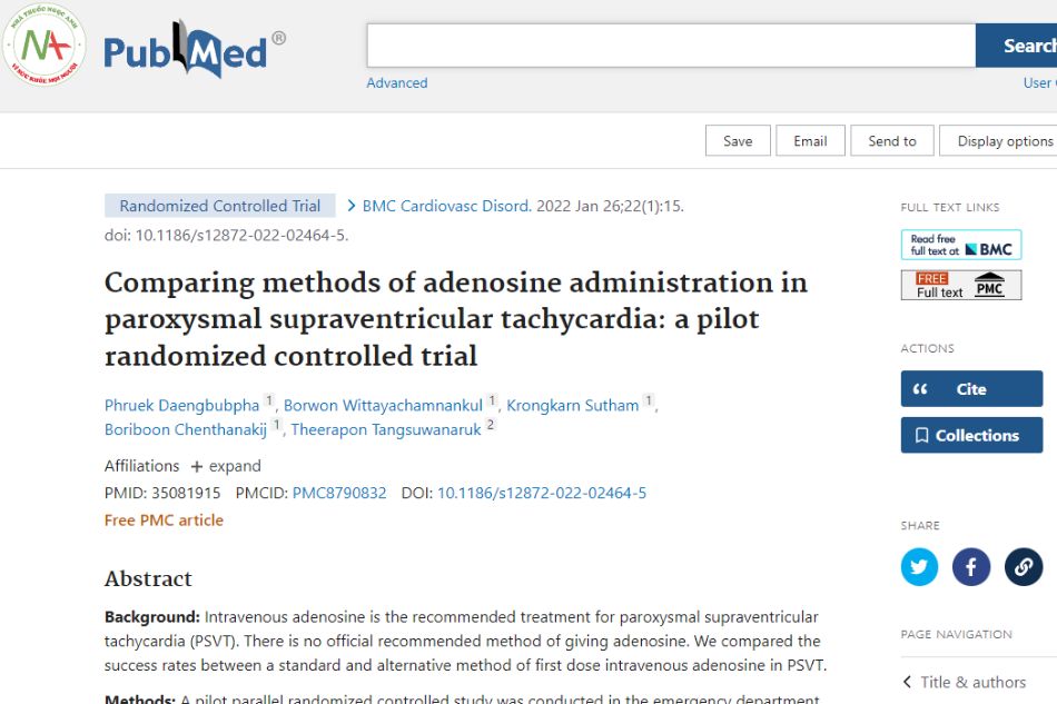 Comparing methods of adenosine administration in paroxysmal supraventricular tachycardia: a pilot randomized controlled trial