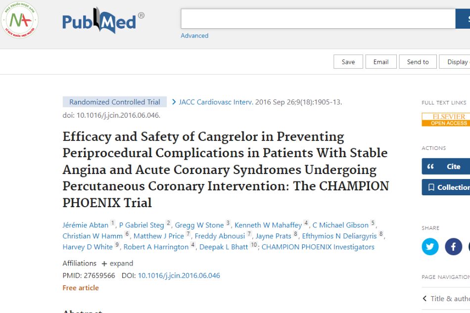 Efficacy and safety of Cangrelor in preventing periprocedural complications in patients with stable angina and acute coronary syndromes undergoing percutaneous coronary intervention