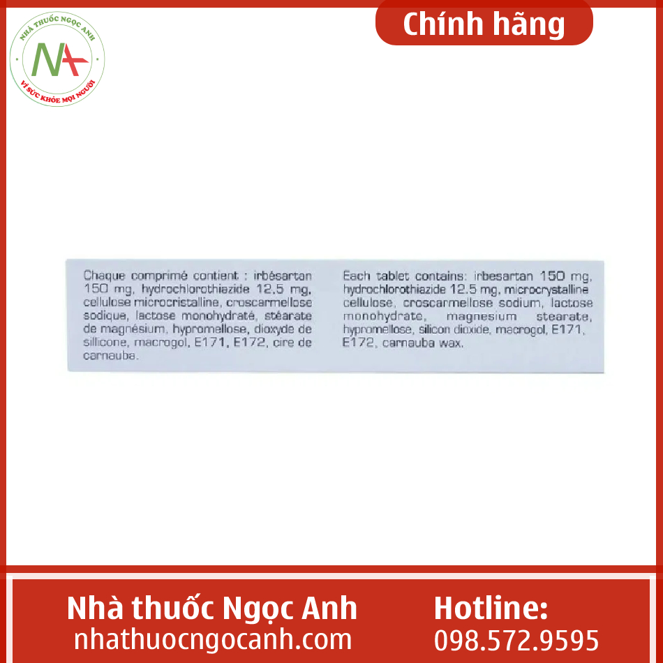 Thuốc huyết áp CoAprovel 150/12.5mg