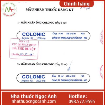 Nhãn thuốc Colonic 5ml