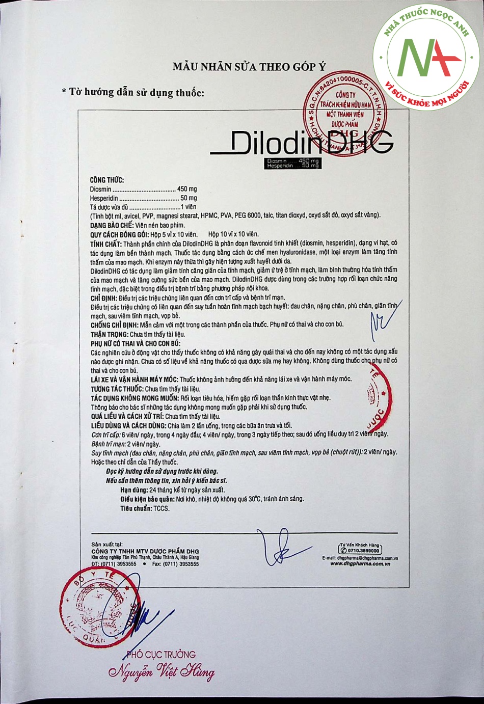 Hướng dẫn sử dụng thuốc Dilodin DHG