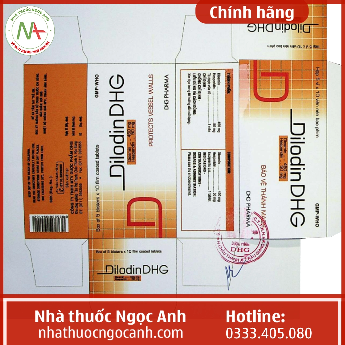 Nhãn thuốc DilodinDHG