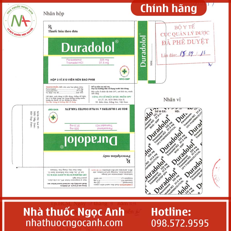 Nhãn thuốc Duradolol