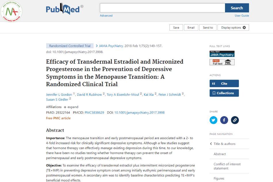 Efficacy of transdermal estradiol and micronized progesterone in the prevention of depressive symptoms in the menopause transition: a randomized clinical trial