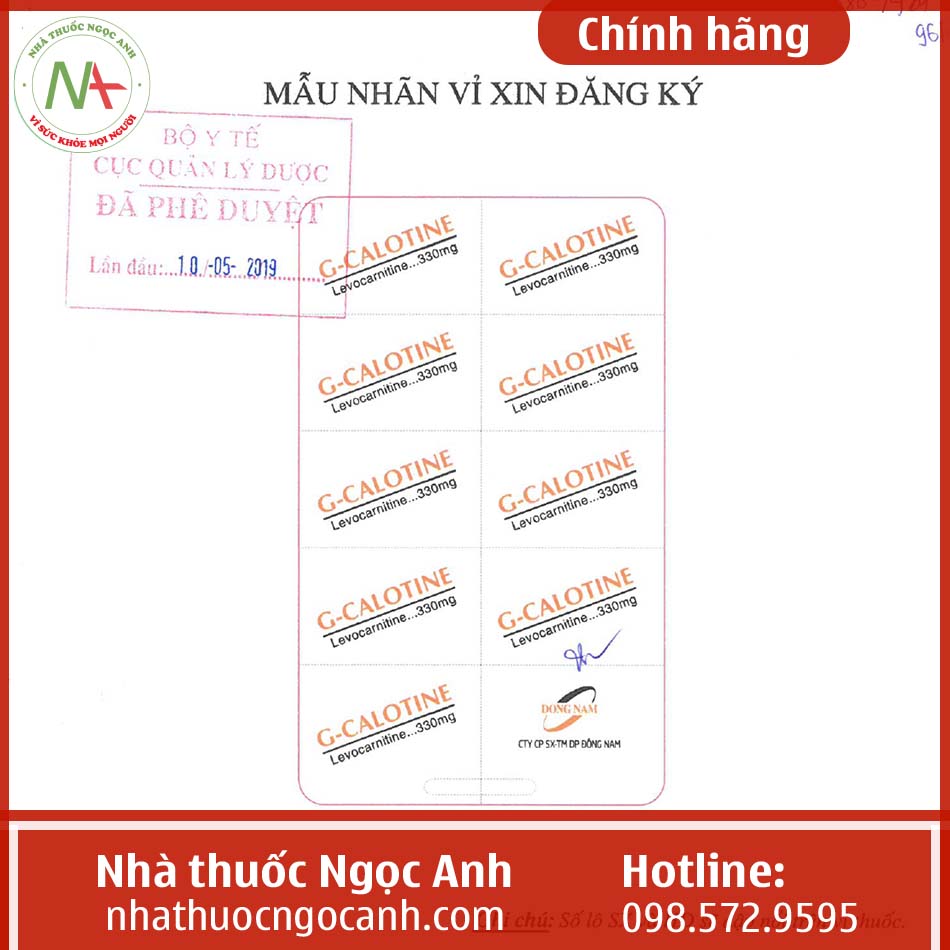 Nhãn thuốc G-Calotine