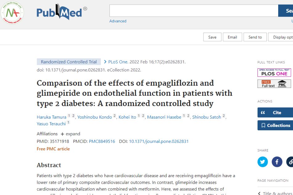 Comparison of the effects of empagliflozin and glimepiride on endothelial function in patients with type 2 diabetes mellitus.