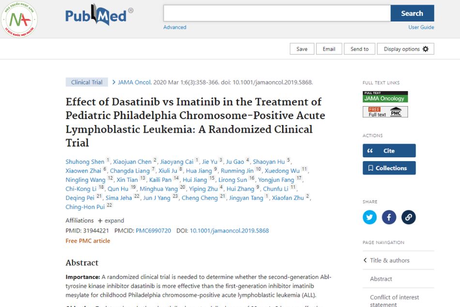 Effect of Dasatinib vs Imatinib in the Treatment of Pediatric Philadelphia Chromosome-Positive Acute Lymphoblastic Leukemia: A Randomized Clinical Trial